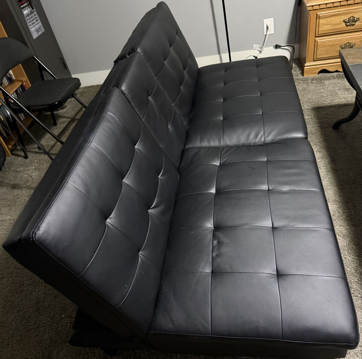 Black Leather Futon Sofa Bed