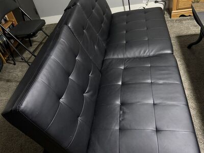 Black Leather Futon Sofa Bed