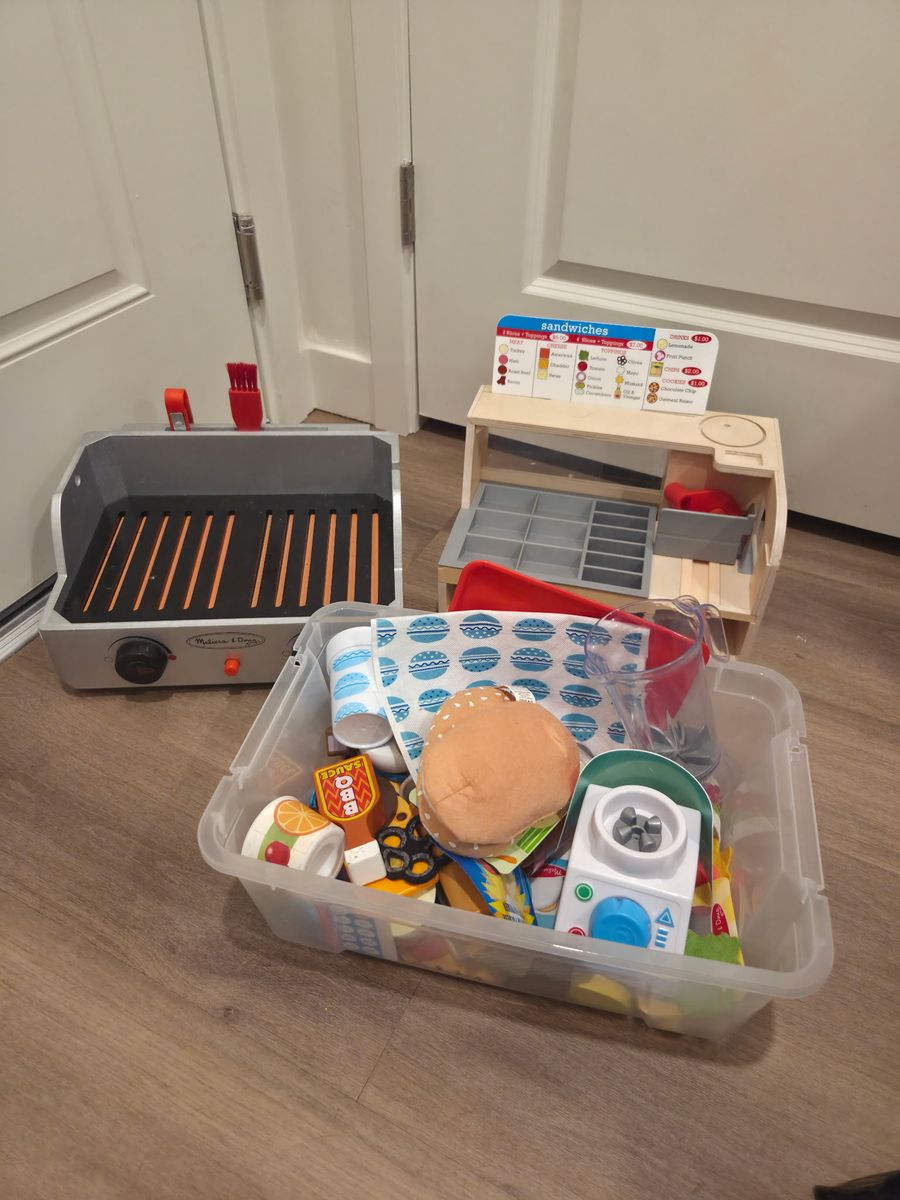 Melissa & Doug Wooden Play Food Sets, Grill, Sandwich Counter & Blender Accessories Lot