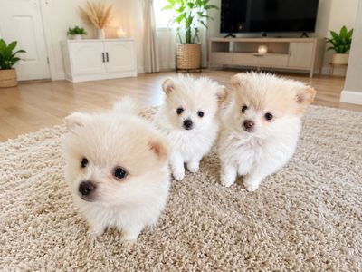 Adorable Pomeranian Puppies - Cream & White Fluffy Dogs
