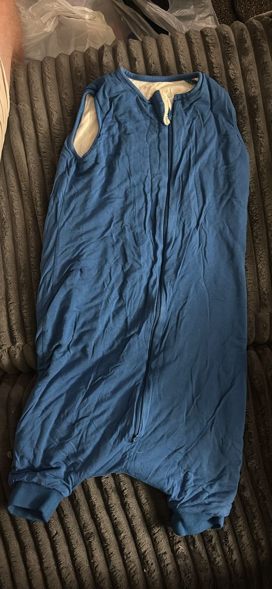 Baby Blue Zip-Up Sleep Sack & Black Bib