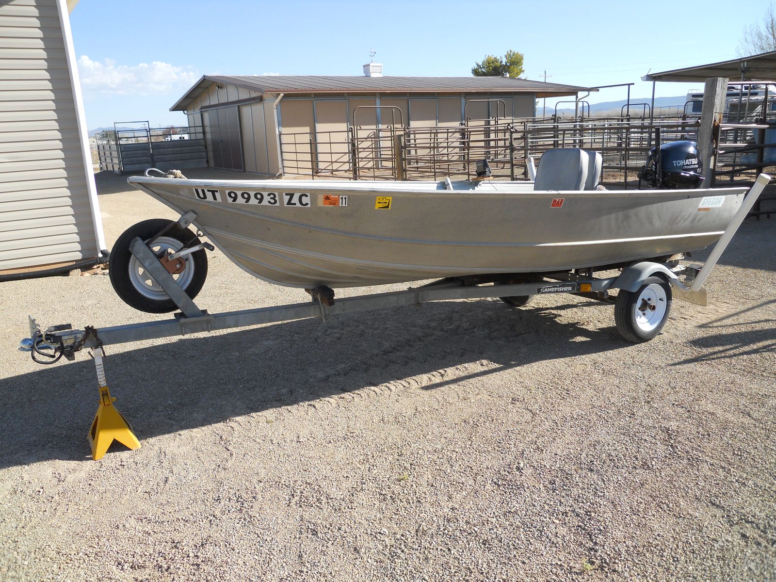 14' Gregor fishing boat with trailer and motor