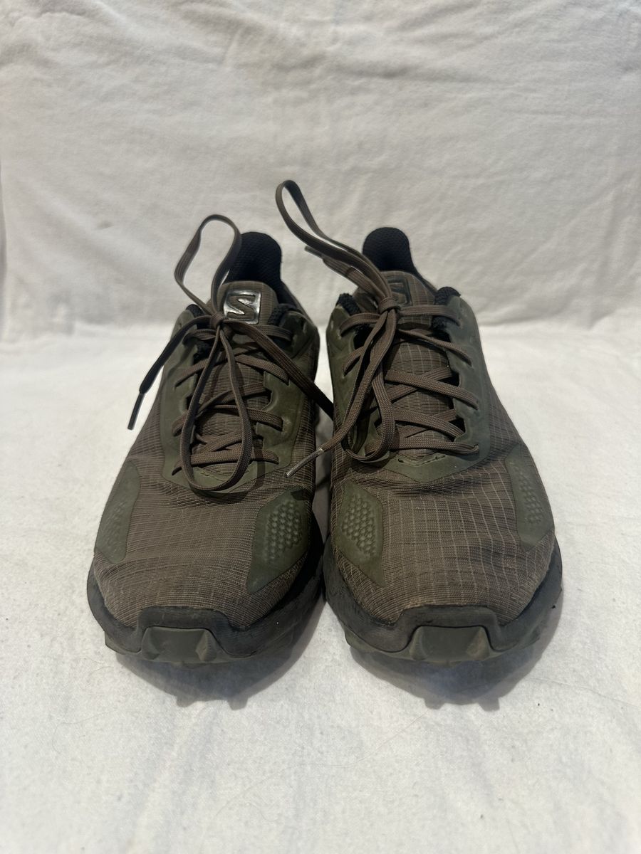 Salomon alpha Cross youth size 6 olive green WP trail shoes