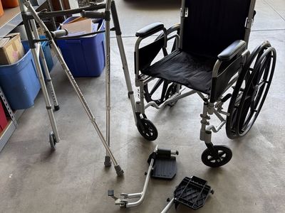 Medical Mobility Aid Bundle: Wheelchair, Walker, & Crutches - Excellent Condition