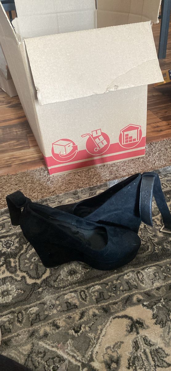 Like new black wedge heels size 9