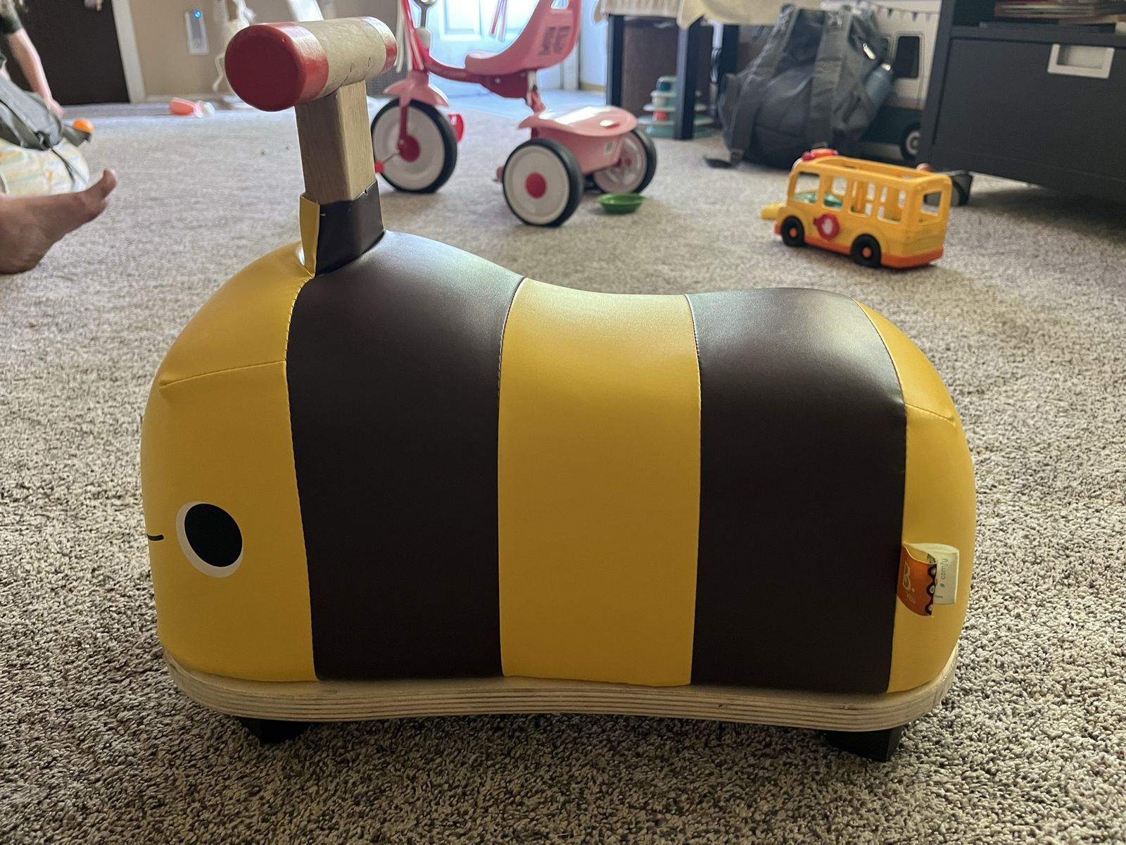 Wooden Bumblebee Ride On Toy for Toddlers