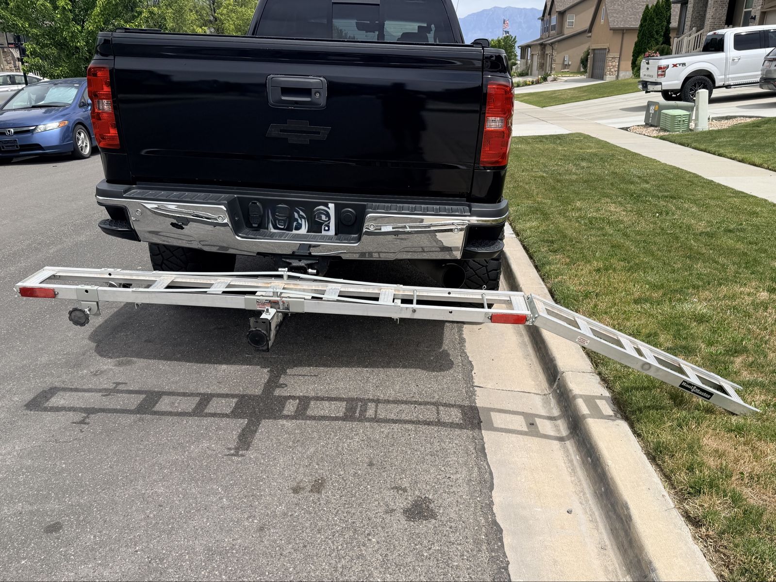 Haul-Master Hitch Mount Motorcycle Carrier & Loading Ramp Aluminum - Heavy Duty 400lb Capacity
