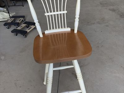 Classic White & Wood Spindle Back Bar Stool - Farmhouse Counter Height Chair