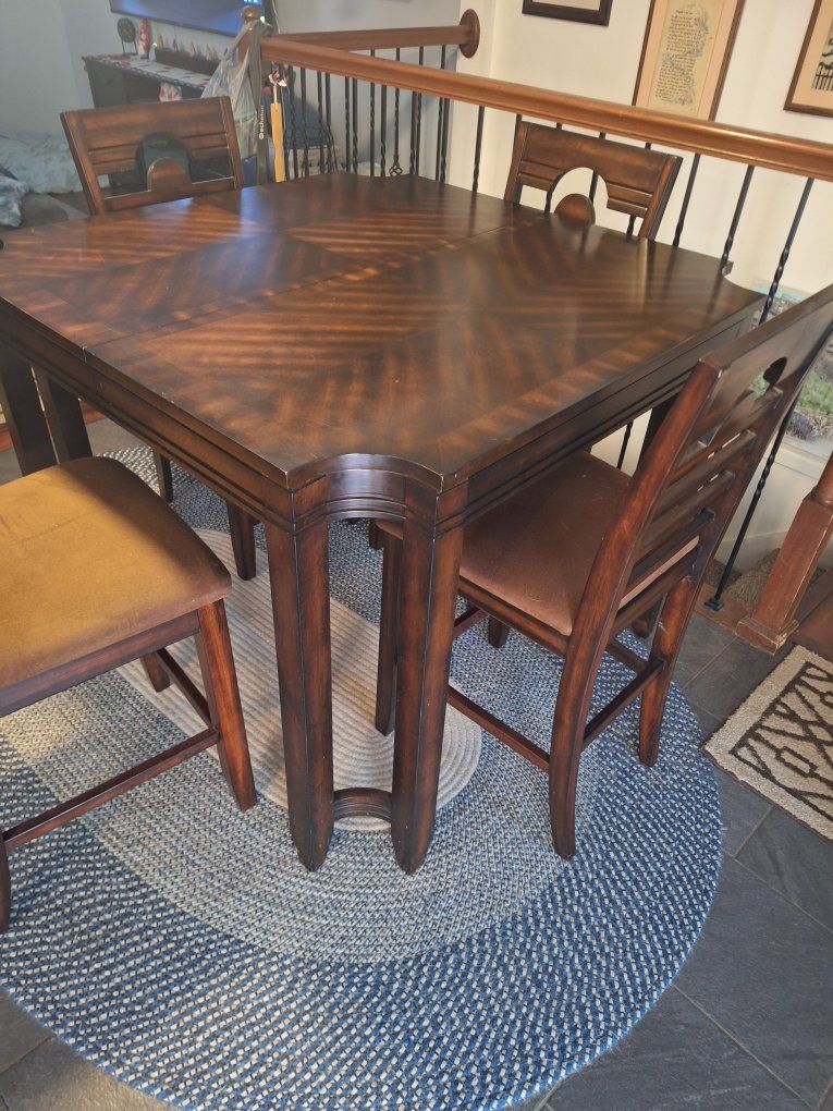 Wooden Counter-Height Dining Table Set with 6 Chairs