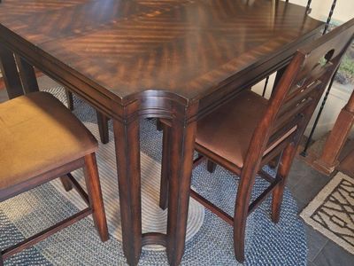 Wooden Counter-Height Dining Table Set with 6 Chairs