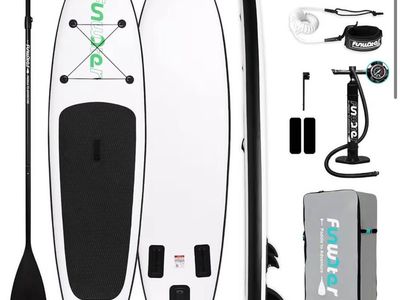 Brand New Bundle Pack Stand Up Paddle Board Inflatable Factory Sealed- Black White