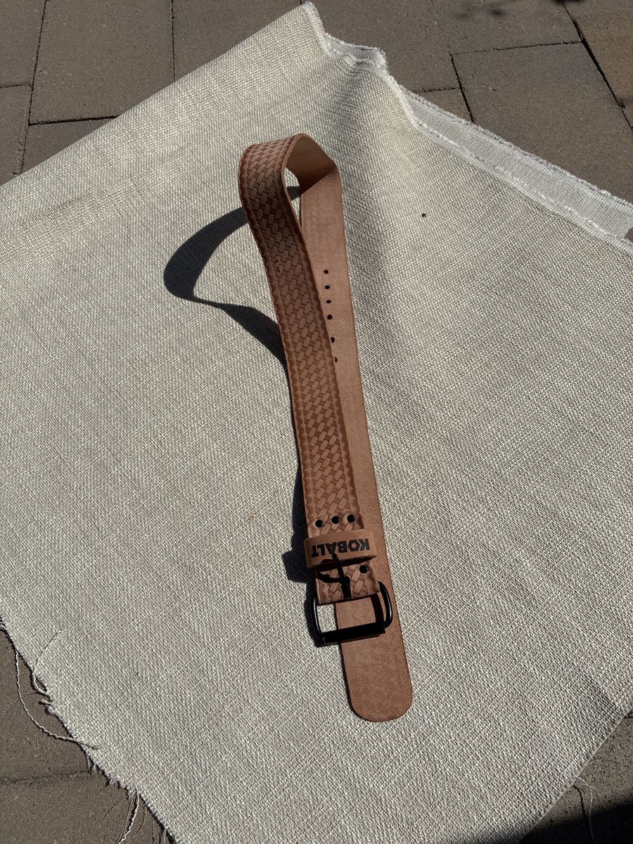 Kobalt Leather Work Belt, Embossed Pattern, Black Buckle