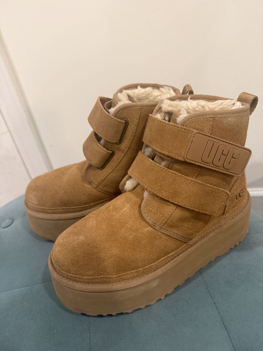 UGG Platform Double Strap Boots - Chestnut Size 7