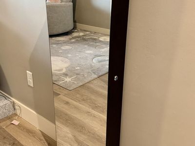Full-Length Wood Mirror Jewelry Cabinet with Lock