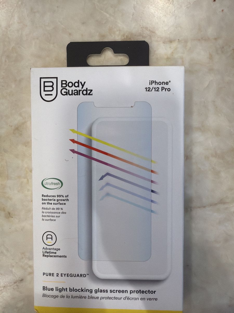 BodyGuardz Pure 2 Eyeguard Blue Light Blocking Glass Screen Protector for iPhone 12/12 Pro