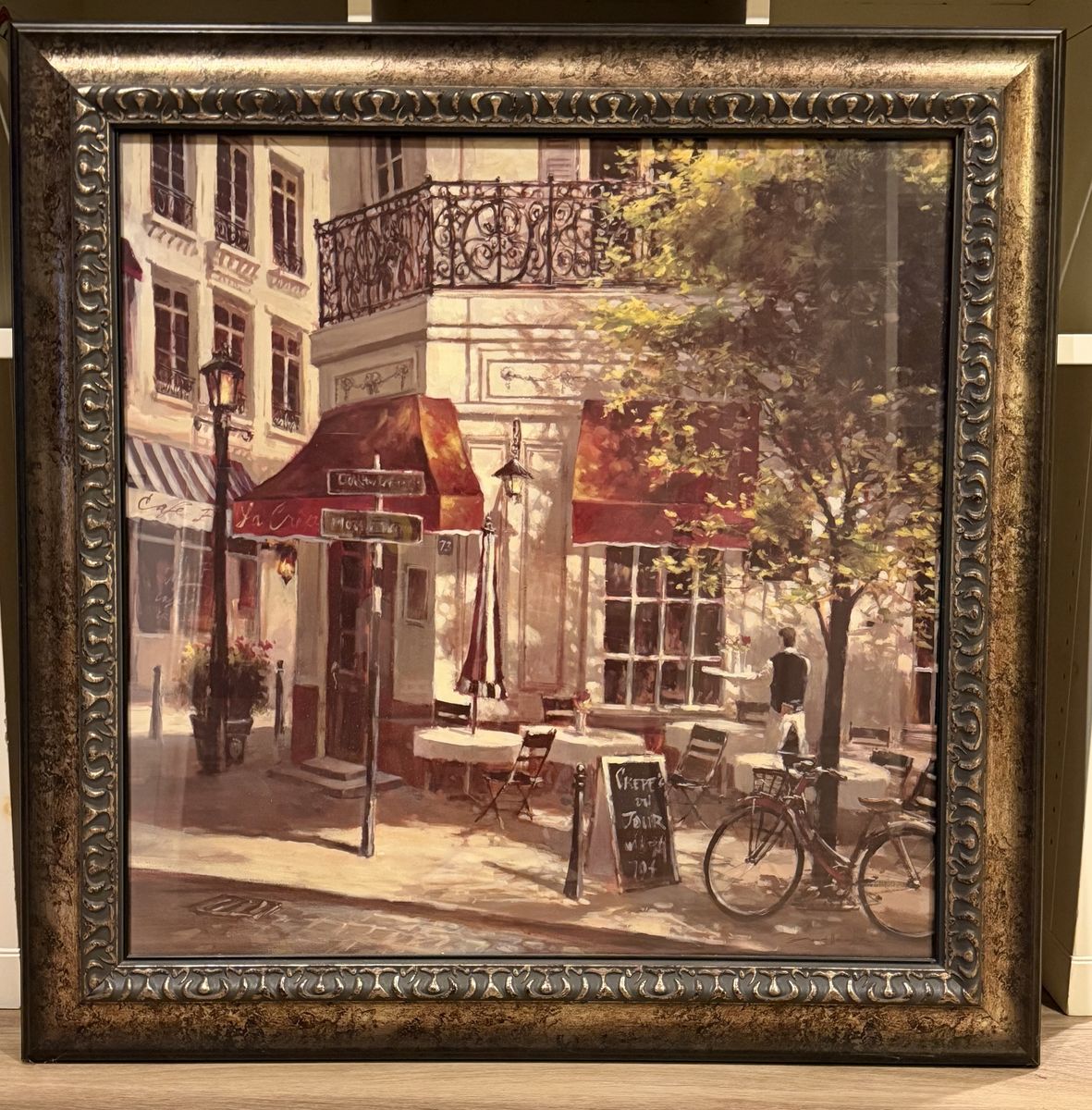 Framed Parisian Cafe Street Scene Wall Art Print