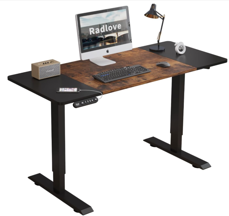 Radlove Electric Height Adjustable Standing Desk, 55 x 24 Inches Sit Stand up Workstation
