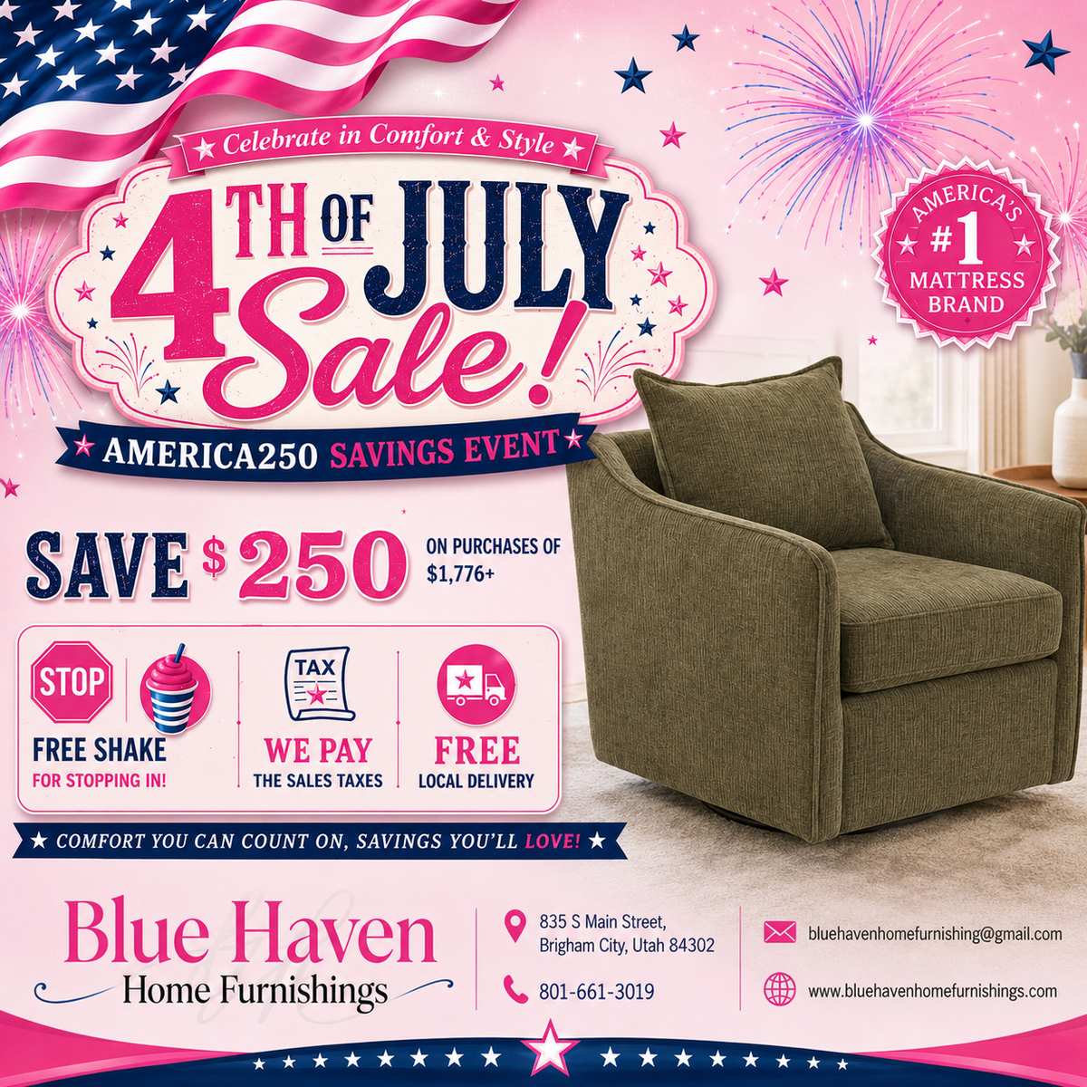 4th of July Sale at Blue Haven Home Furnishings!