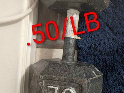 Hex Dumbbell - 65 & 70 lbs, Cast Iron, Used Fitness Weight .50/lb