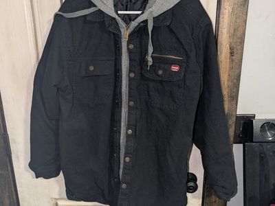 Wrangler Workwear Black Flannel Hooded Jacket - Men's L/G (42-44)