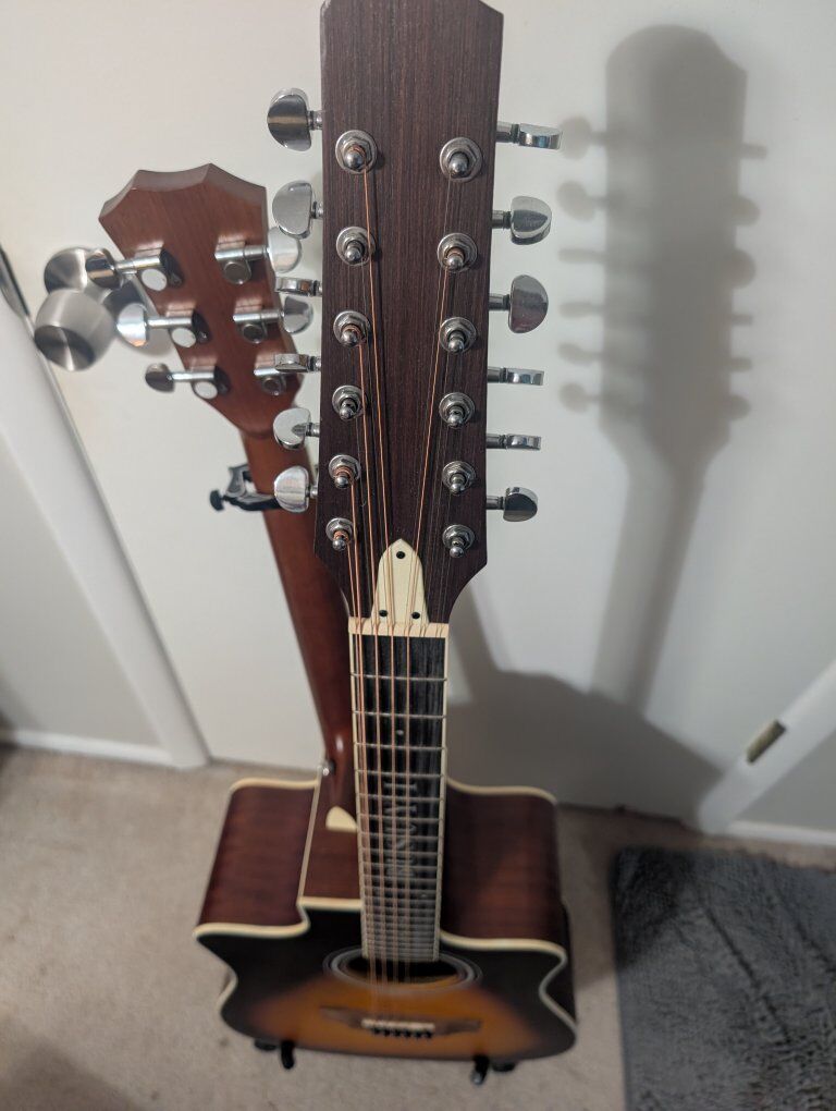 Unique Double-Sided Acoustic-Electric Guitar! 12+6