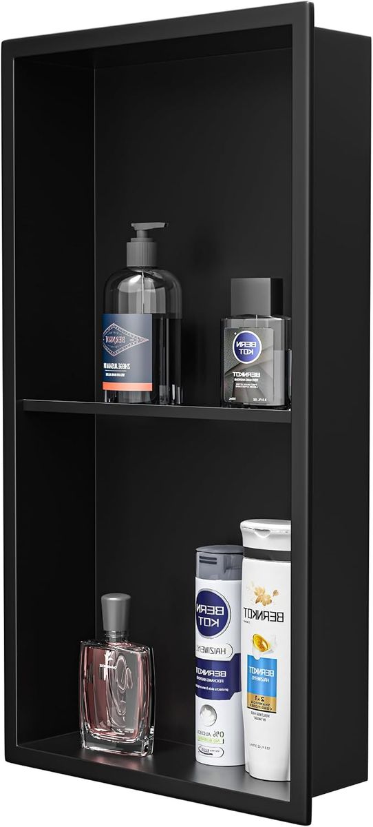 12"x 24" Matte Black Stainless Steel 2- Tier Shower Niche