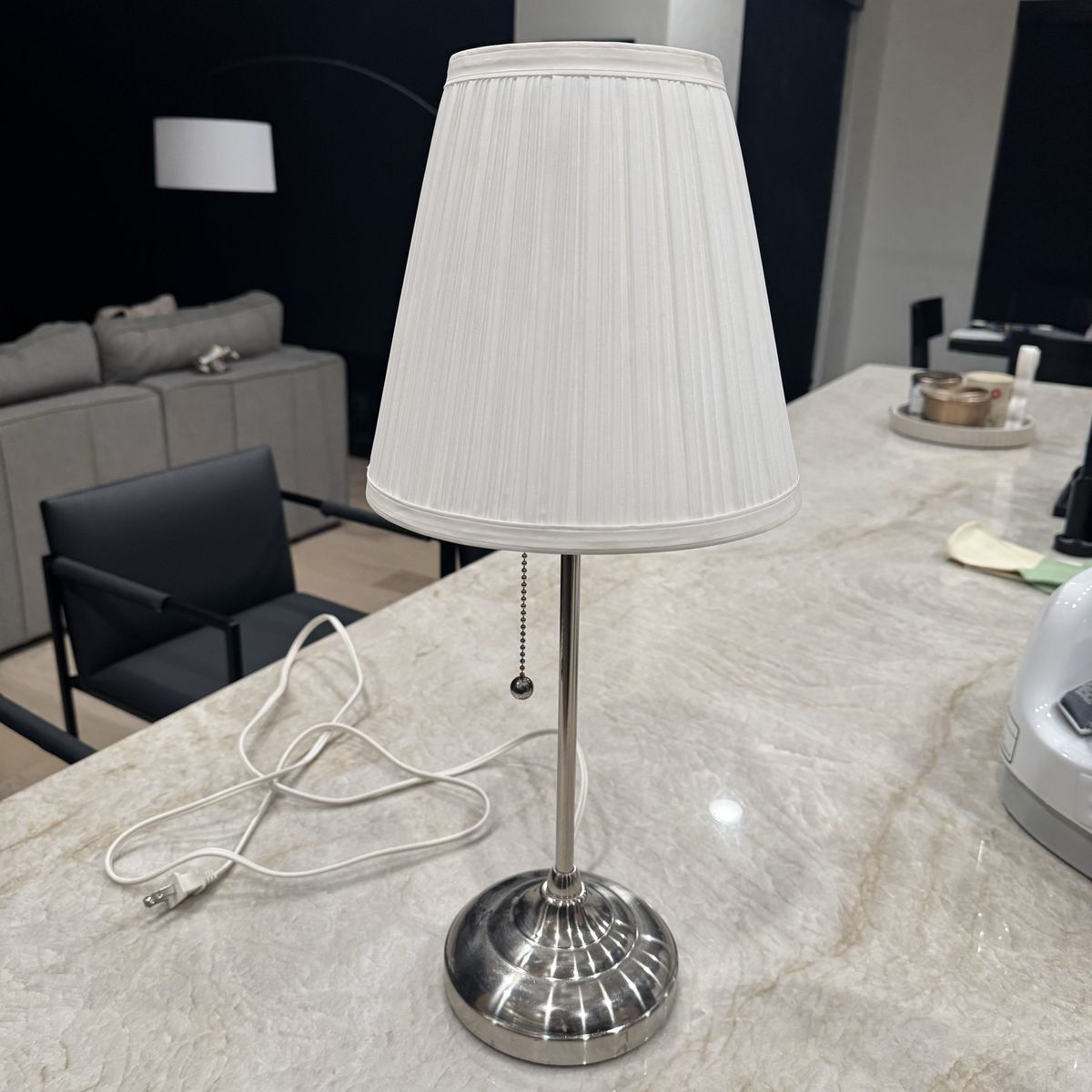 IKEA White and Nickel Table Lamp