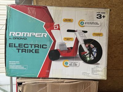 Droyd Romper Electric Trike Powered Ride-On - Red, Ages 3+, Multi-Color Lights, Adjustable Seat