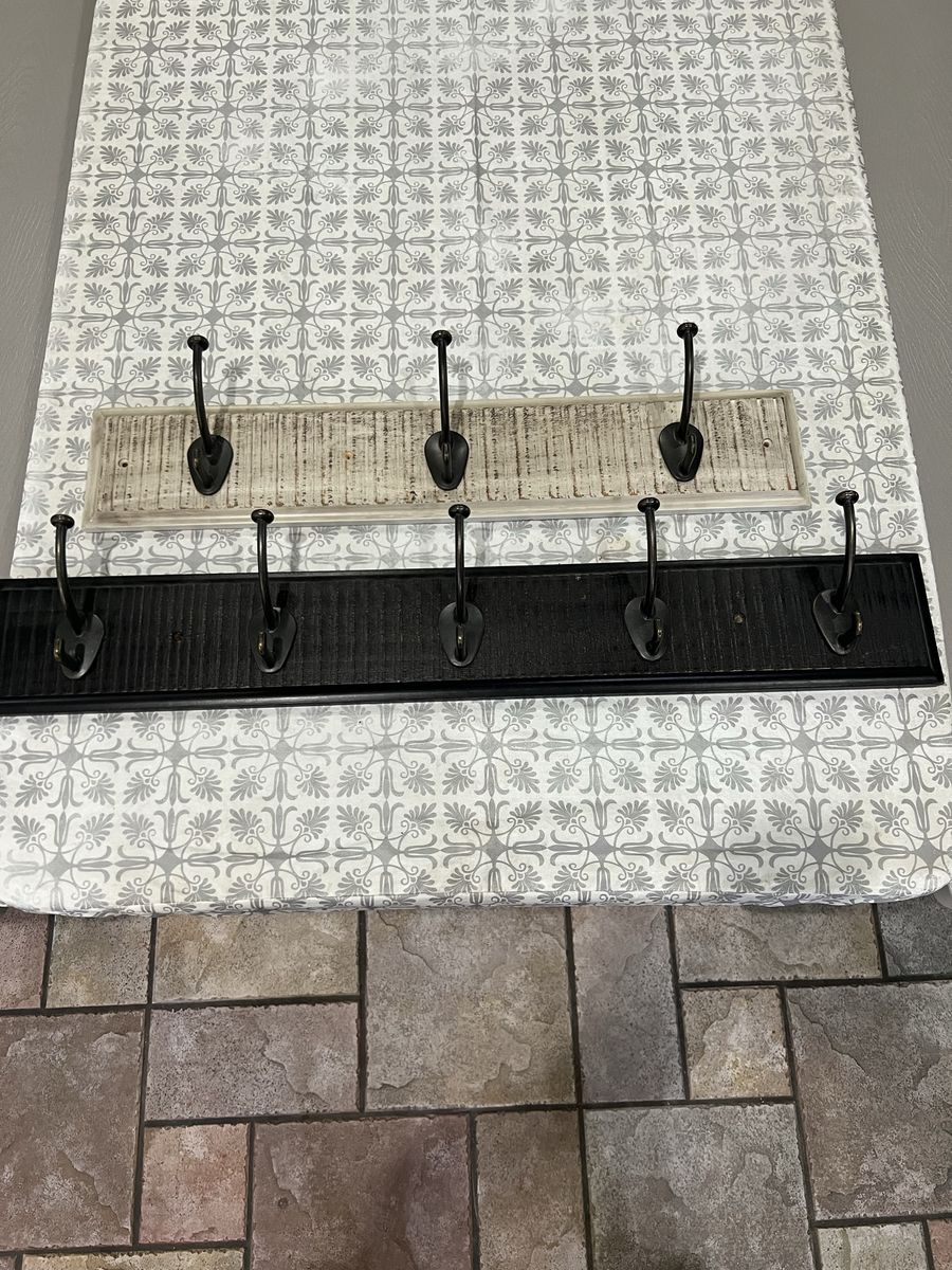 Rustic Farmhouse Wood Wall Mounted Coat Racks with 3 and 5 bronze hooks - Beige & Espresso