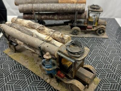 Pair Of Model Car Logger / Logging Trucks
