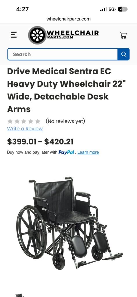 Drive heavy Duty Wheelchair, Up To 450 Pounds