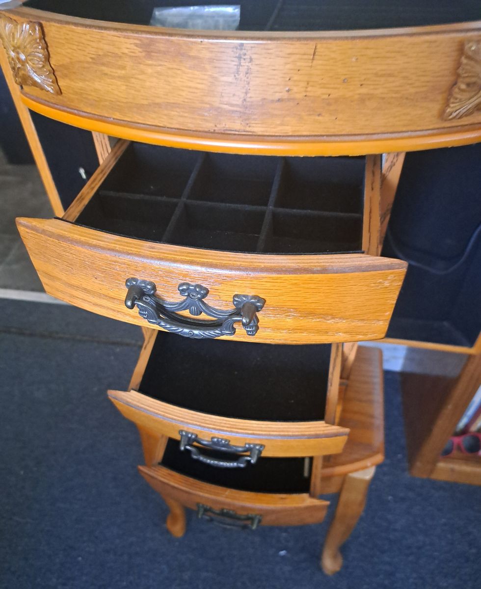 Wooden Oak Jewelry Armoire