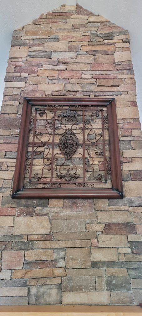 Ornate Bronze Wall Decor / Square Metal Scrollwork Art