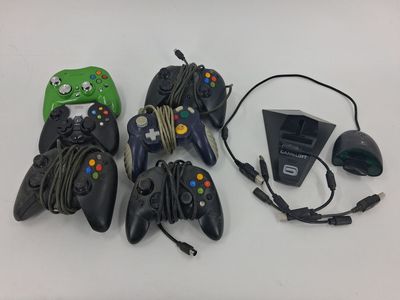 (As Is) Untested Mixed Video Game Controller Lot - Xbox, GameCube Style, Nyko & Accessories