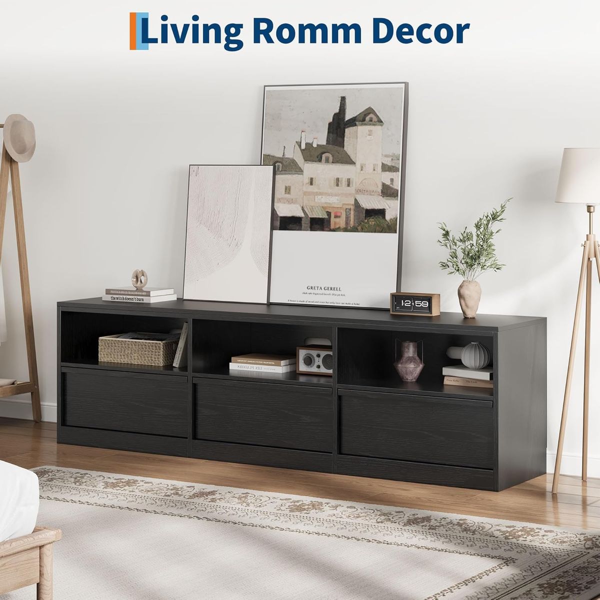 TV Stand / Entertainment Center / Media Console, Black 70in