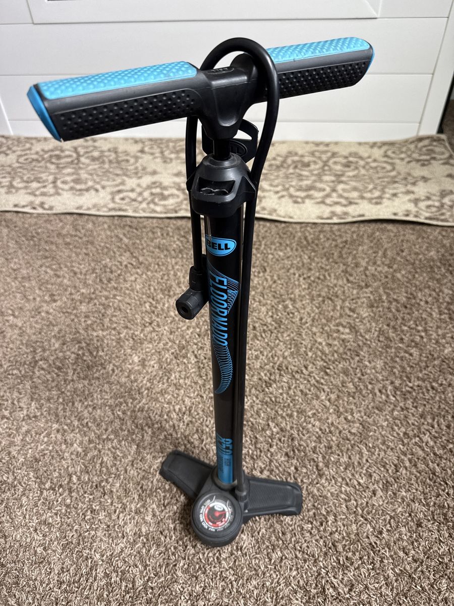Bell Floorhand Bicycle Pump - Black/Blue, Floor Style with Gauge