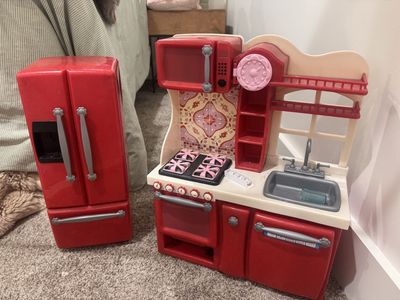 Our Generation Retro Red Play Kitchen & Refrigerator Set with Accessories