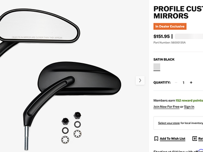 Harley Black Profile Mirrors for touring bikes