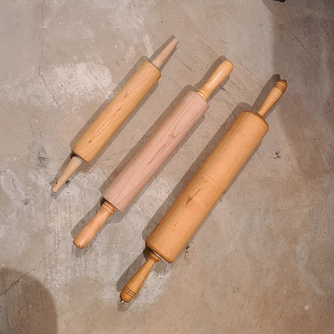 3 Vintage Wood Rolling Pins
