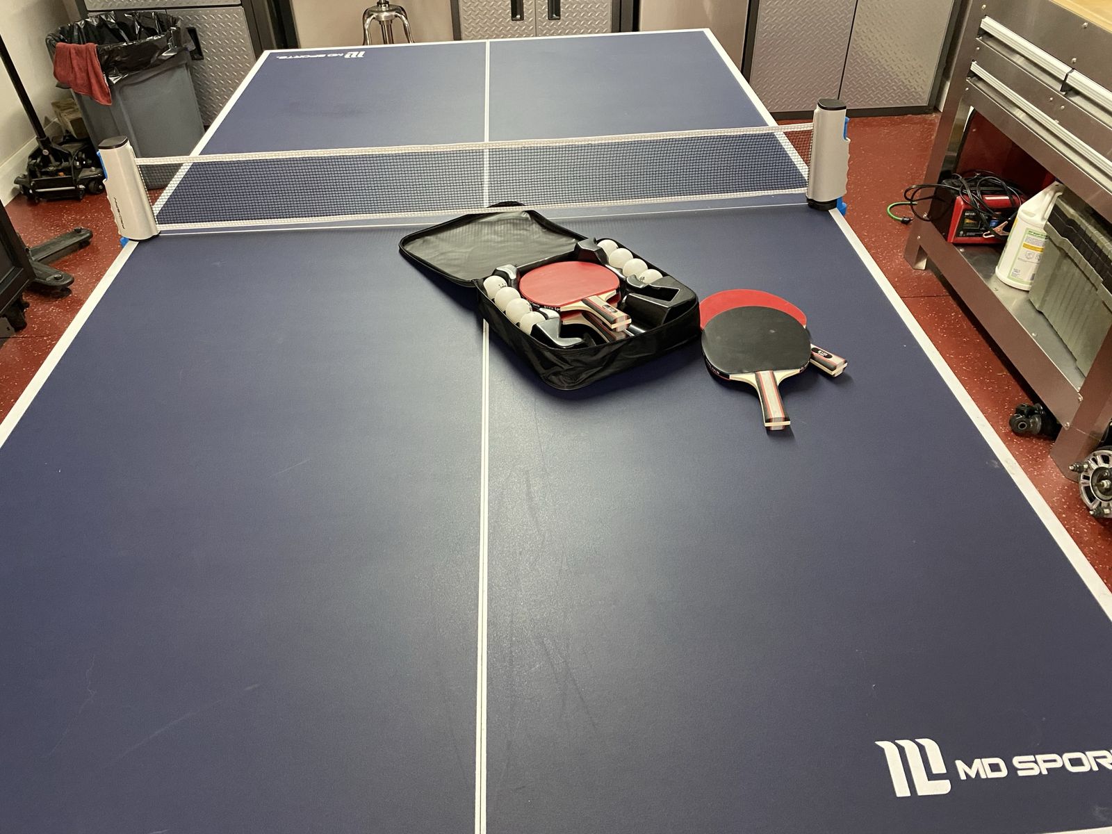 MD Sports Ping Pong Table with Net, Paddles, Balls, and Storage Case