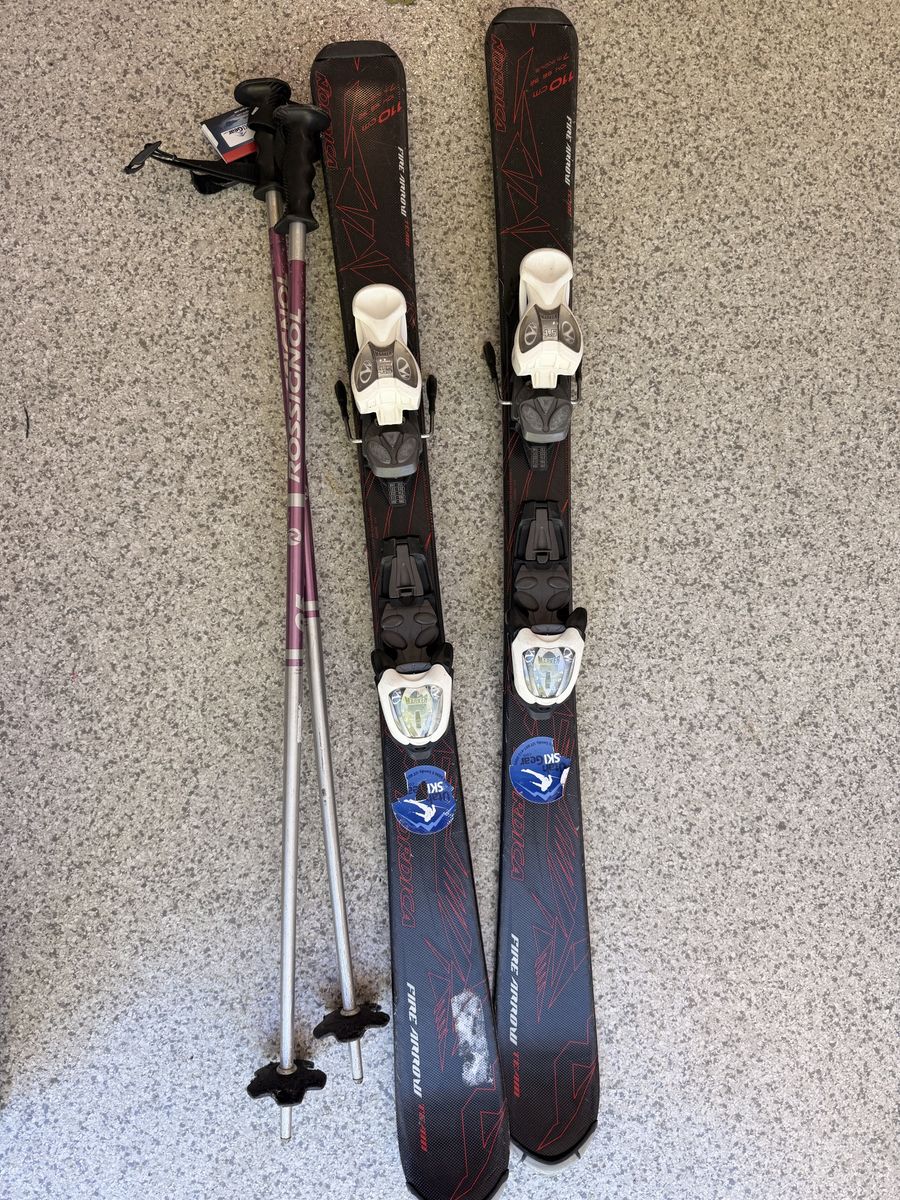 Youth Nordica Fire Arrow Team Skis + Rossignol Poles – 110 cm Youth Ski Package
