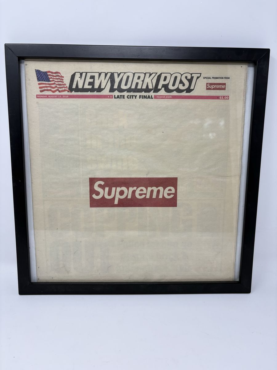 Supreme x New York Post Framed Box Logo Newspaper Display FW18