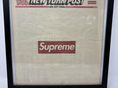 Supreme x New York Post Framed Box Logo Newspaper Display FW18