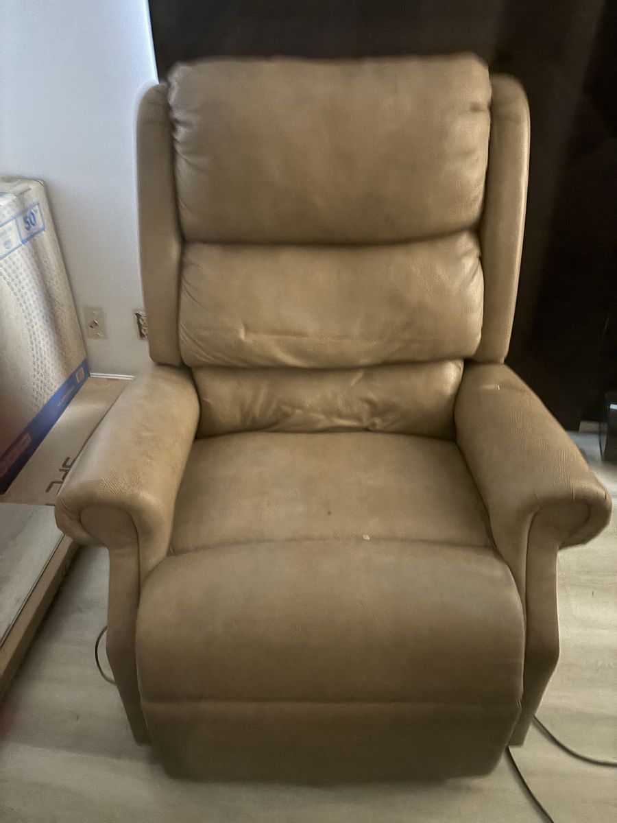 UltraComfort Power Lift Recliner Chair Tan Faux Leather
