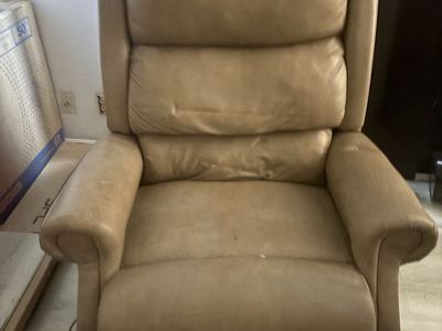 UltraComfort Power Lift Recliner Chair Tan Faux Leather