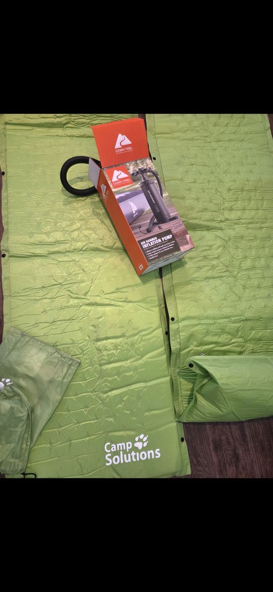 Camp solutions lightweight neon green sleeping pads Ozark trail pump