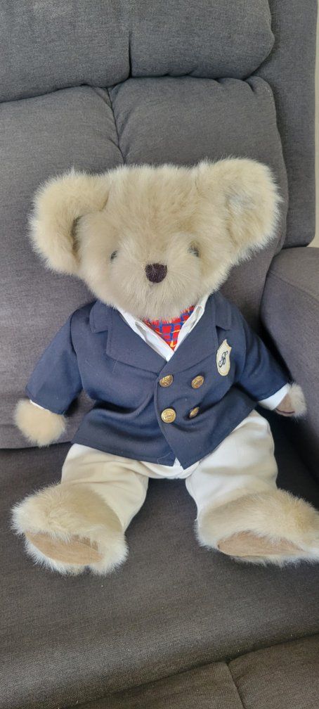 Dawson by Fiesta Count Dante Stuffed Teddy Bear Blue Blazer Plaid Tie Tan Pants L00799