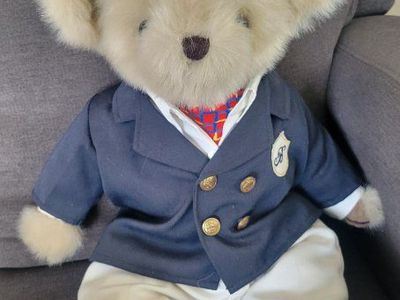 Dawson by Fiesta Count Dante Stuffed Teddy Bear Blue Blazer Plaid Tie Tan Pants L00799