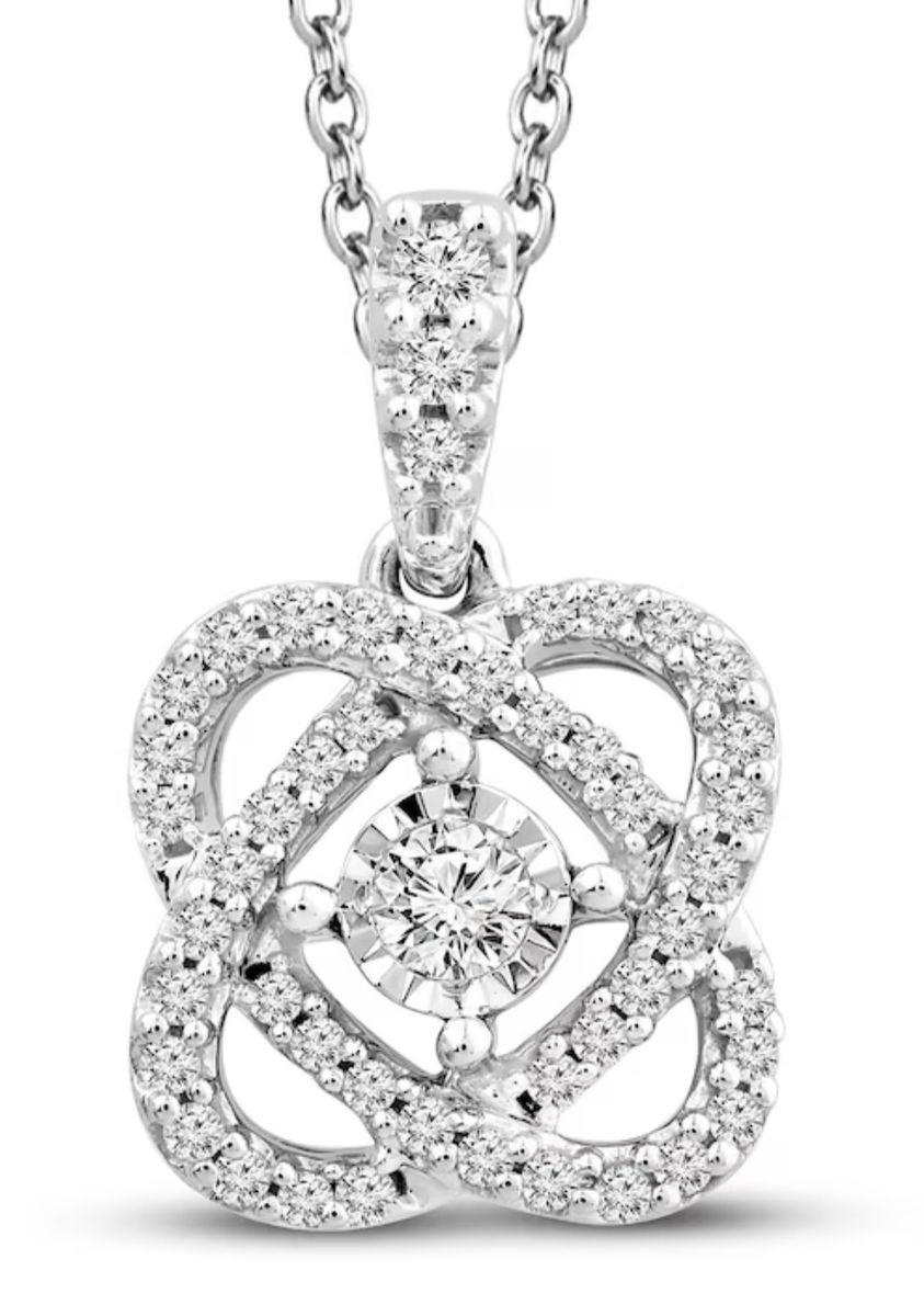 Diamond Necklace - 1/5 Carat tw 10K White Gold