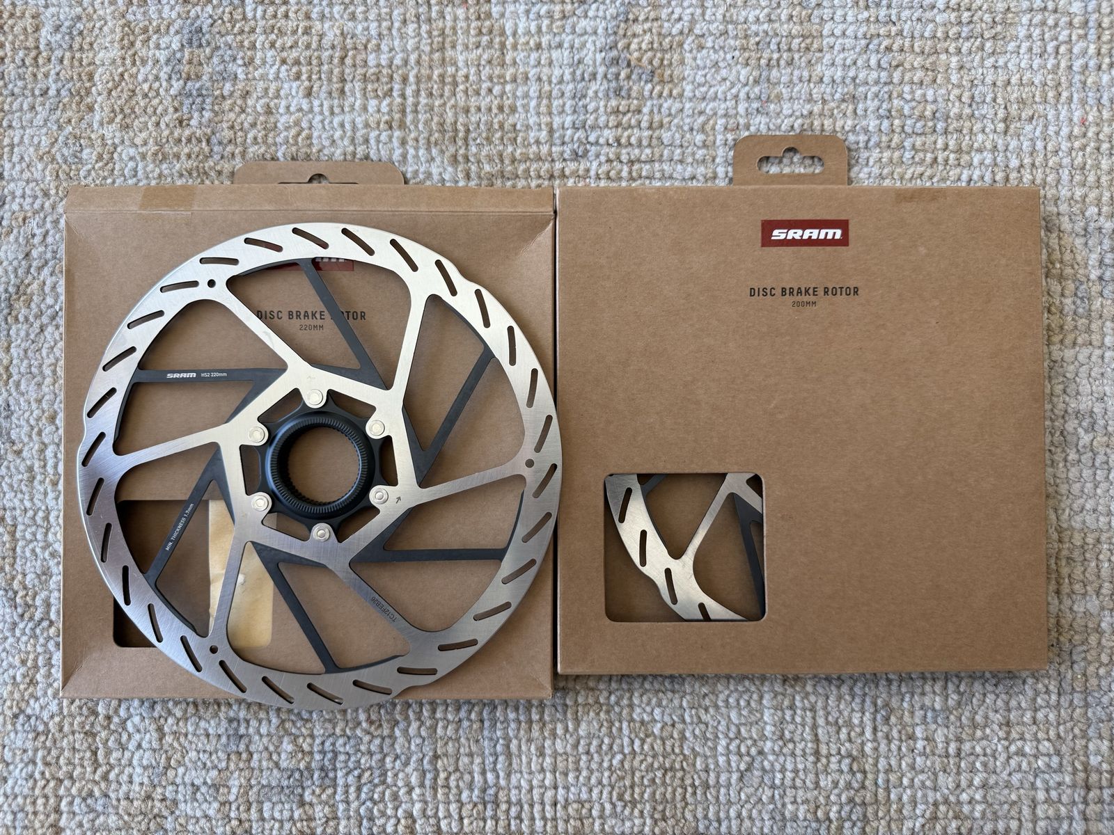 SRAM HS2 Center Lock Rotors — 220mm + 200mm Pair